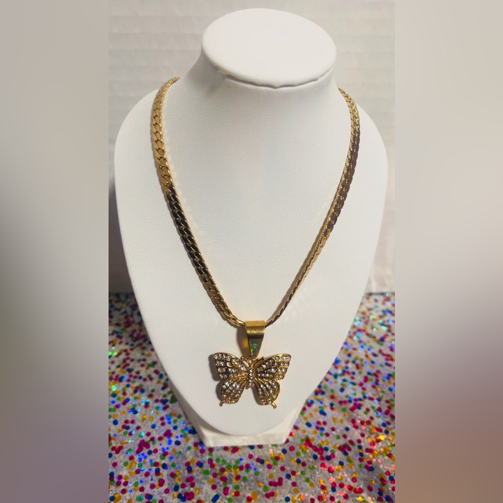 18k Gold Plated Butterfly Pendant Necklace